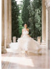 Strapless Ivory Pleated Tulle Ruffled Stunning Wedding Dress